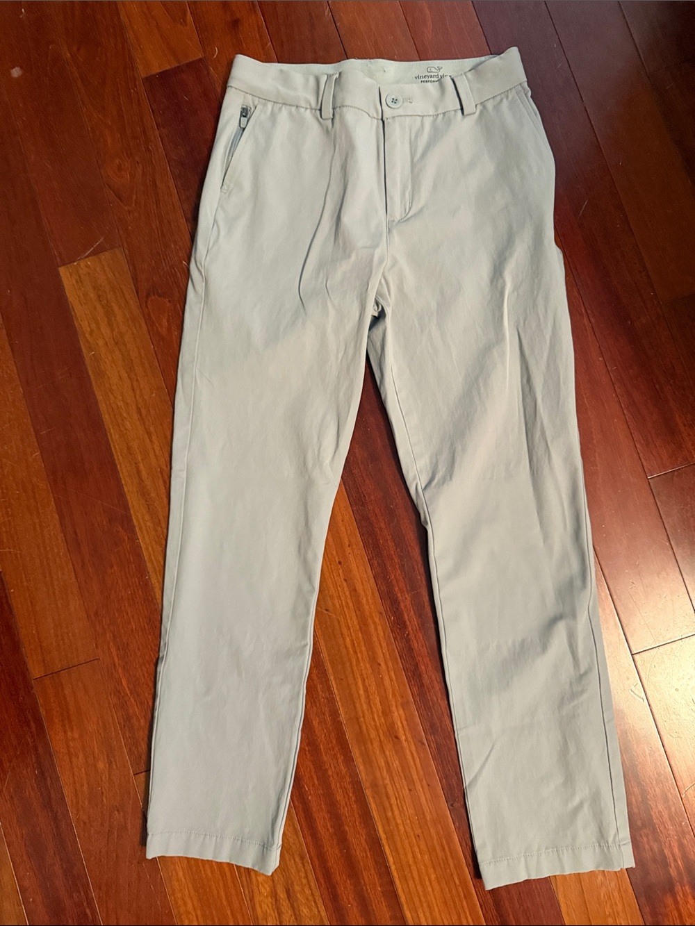 Vineyard Vines Light Gray Boys Performance  Chino Pants with adjustable waist.